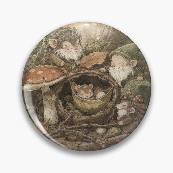 Item preview, Dormouse Folk Asleep in an Acorn Hammock Storybook Art designed and sold by PictorialWhimsy.
