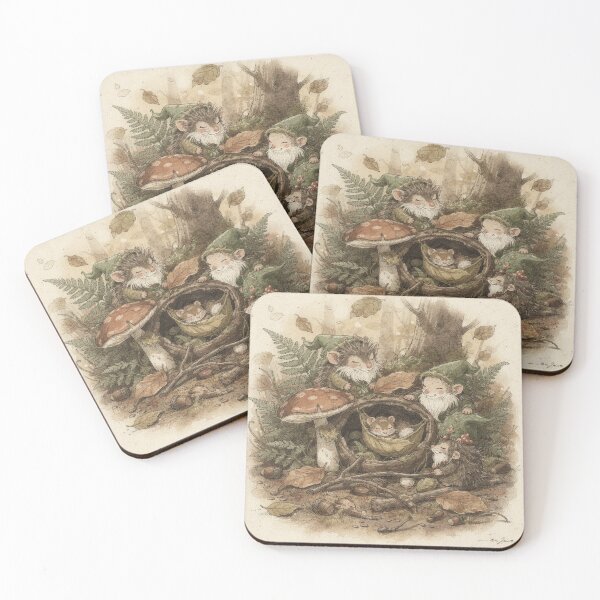 Item preview, Dormouse Folk Asleep in an Acorn Hammock Storybook Art designed and sold by PictorialWhimsy.