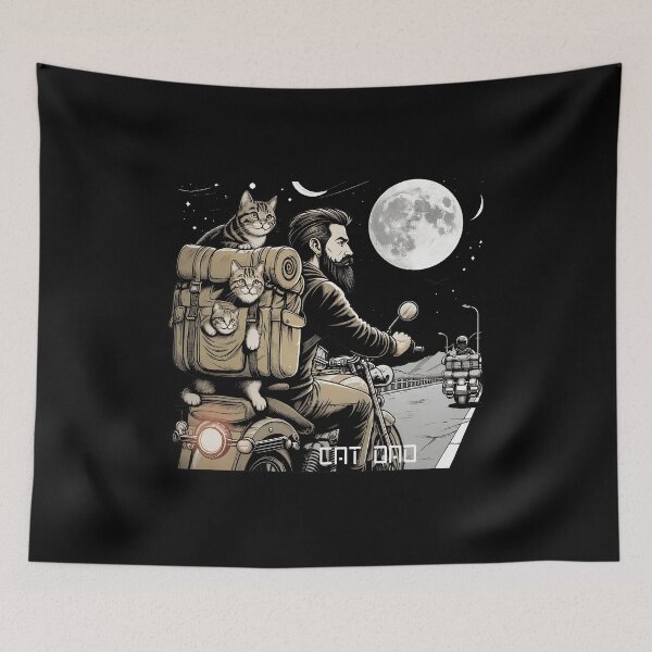 Item preview, Cat Dad Motorcycle Adventure Moon designed and sold by OlyvieArt.