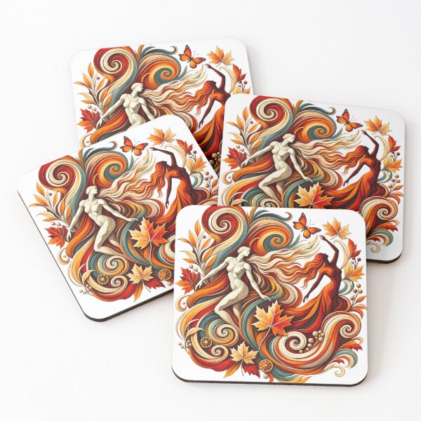 Item preview, Autumn Spirits – Flowing Women and Fall Leaves Fantasy Art designed and sold by ChicClicker.