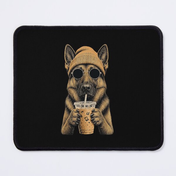 Item preview, German Shepherd Drinking Iced Coffee Cool Hipster GSD Dog designed and sold by haitrieuic96.