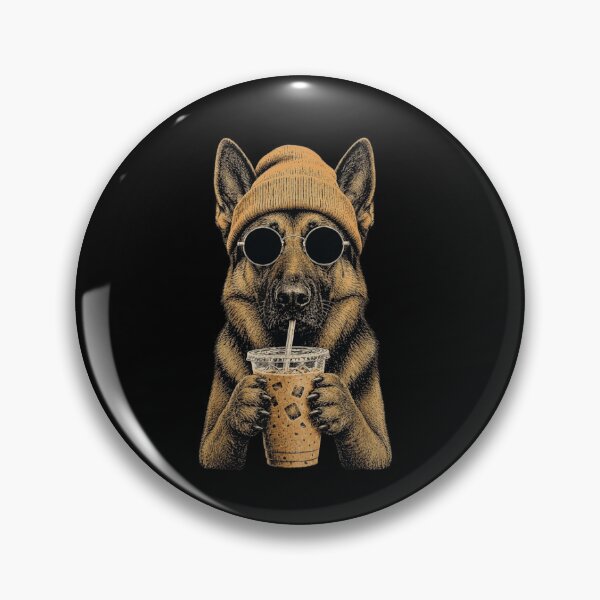 Item preview, German Shepherd Drinking Iced Coffee Cool Hipster GSD Dog designed and sold by haitrieuic96.