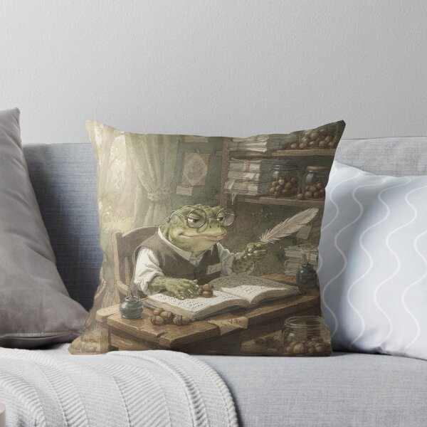 Item preview, Toad Accountant Frowning Over the Acorn Ledger Cottagecore Art designed and sold by PictorialWhimsy.