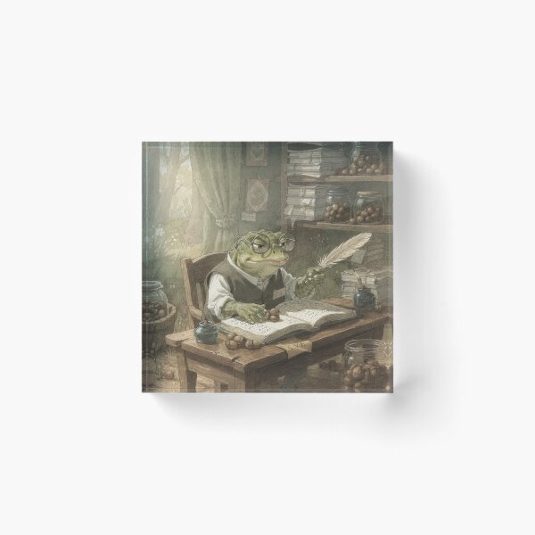 Item preview, Toad Accountant Frowning Over the Acorn Ledger Cottagecore Art designed and sold by PictorialWhimsy.