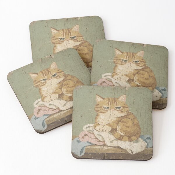 Item preview, Ginger Cat Loafing on the Warm Laundry Folk Art designed and sold by PictorialWhimsy.