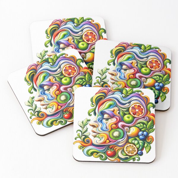 Item preview, Botanical Fruit Portrait – Colorful Surreal Nature Face Art designed and sold by ChicClicker.