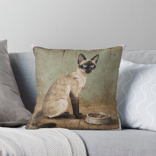 Item preview, Siamese Cat Judging an Empty Food Bowl Folk Art designed and sold by PictorialWhimsy.