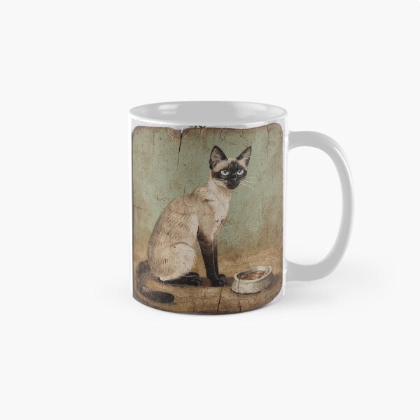 Item preview, Siamese Cat Judging an Empty Food Bowl Folk Art designed and sold by PictorialWhimsy.
