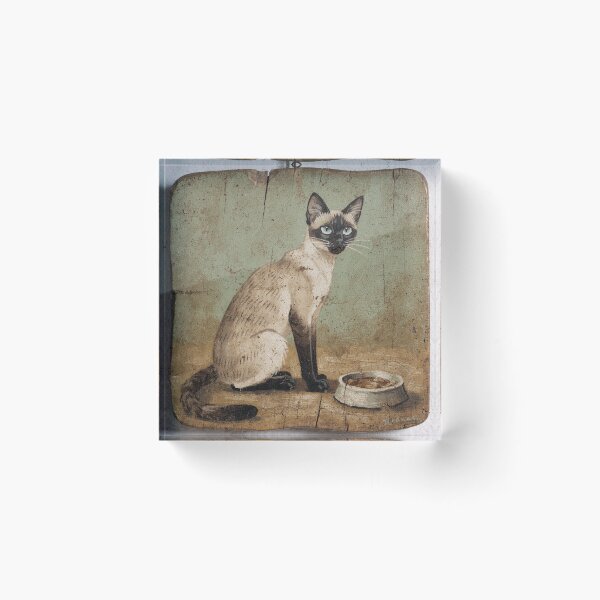 Item preview, Siamese Cat Judging an Empty Food Bowl Folk Art designed and sold by PictorialWhimsy.