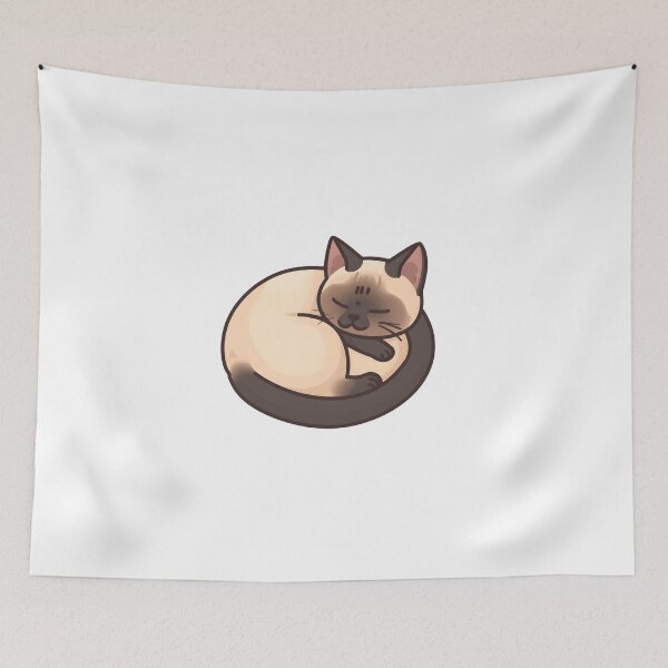 Item preview, Cute Curled Up Sleeping Siamese Cat Sticker designed and sold by VINTOR-.