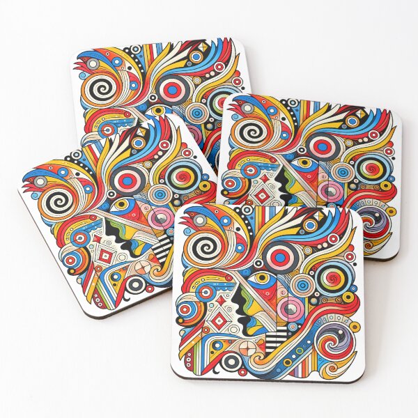 Item preview, Psychedelic Geometric Portrait – Colorful Abstract Face and Spirals designed and sold by ChicClicker.