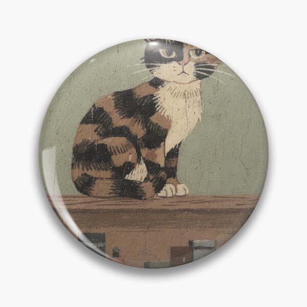 Item preview, Tortoiseshell Cat Perched Smugly on the Bookshelf Folk Art designed and sold by PictorialWhimsy.