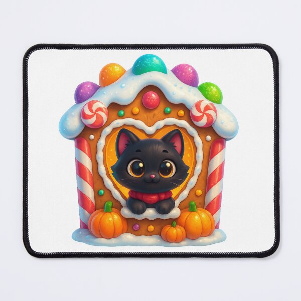 Item preview, Gingerbread House Cat | Kawaii Christmas Kitty at Candy Window designed and sold by PrintCreations9.