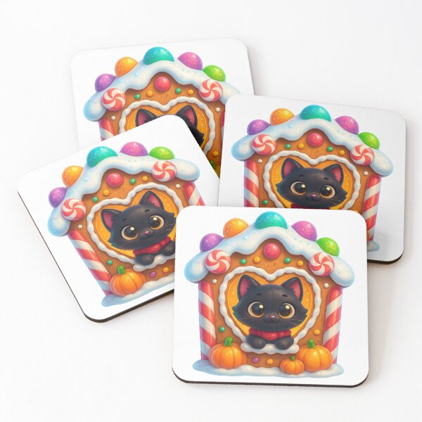 Item preview, Gingerbread House Cat | Kawaii Christmas Kitty at Candy Window designed and sold by PrintCreations9.