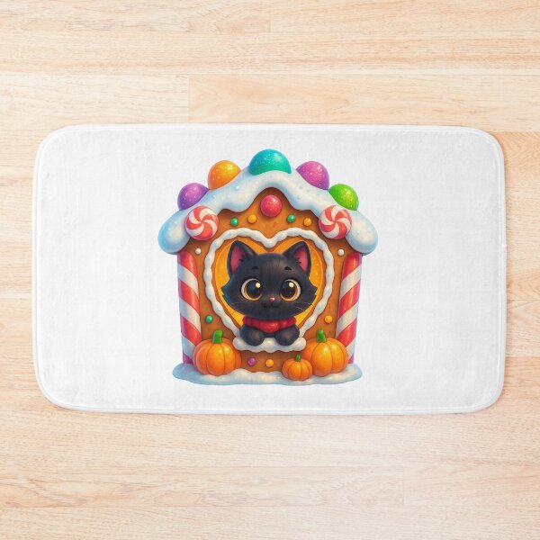Item preview, Gingerbread House Cat | Kawaii Christmas Kitty at Candy Window designed and sold by PrintCreations9.