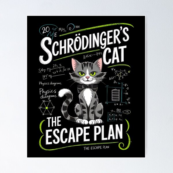 Item preview, Schrodinger's Cat Escape Plan Physics Humor designed and sold by OlyvieArt.