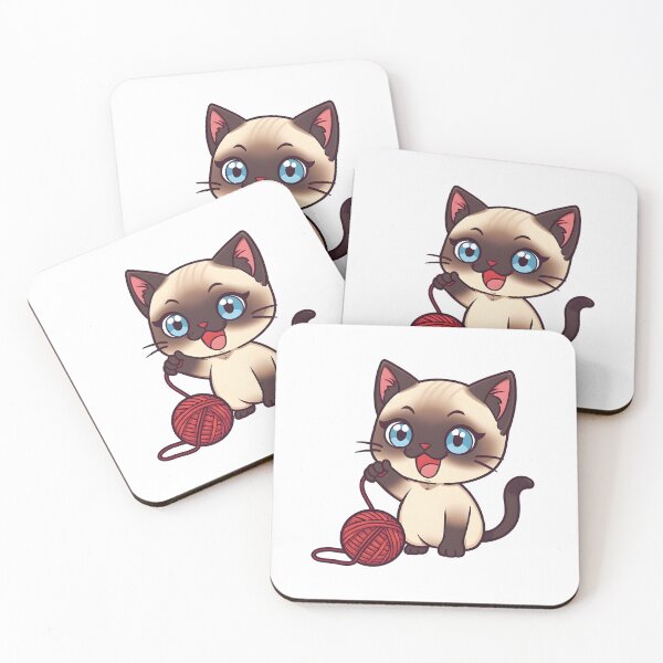 Item preview, Cute Playful Siamese Cat Playing with Yarn Sticker designed and sold by VINTOR-.