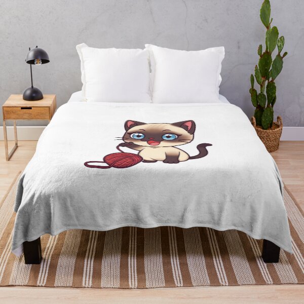 Item preview, Cute Playful Siamese Cat Playing with Yarn Sticker designed and sold by VINTOR-.