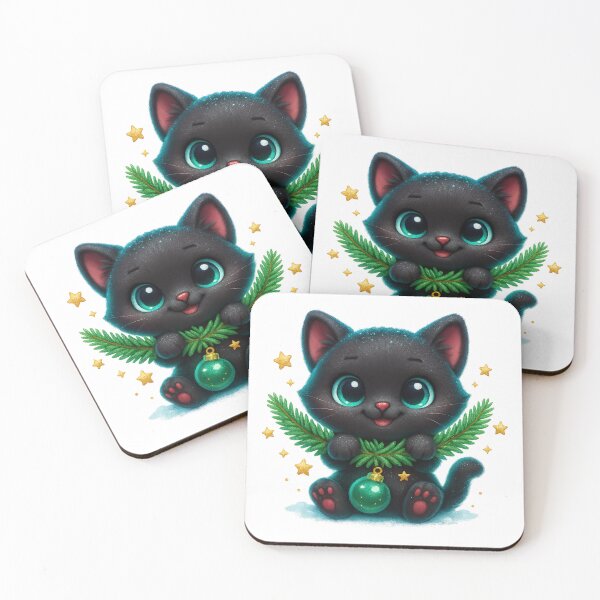 Item preview, Christmas Garland Cat | Kawaii Kitty Carrying Pine Wreath | Cute Festive Holiday Cat designed and sold by PrintCreations9.