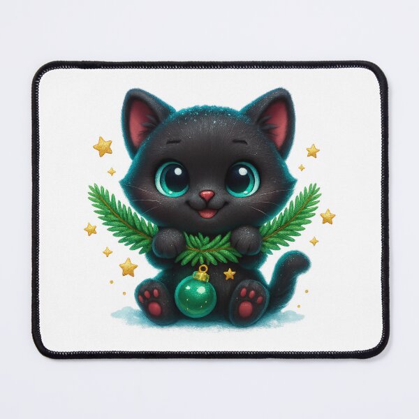 Item preview, Christmas Garland Cat | Kawaii Kitty Carrying Pine Wreath | Cute Festive Holiday Cat designed and sold by PrintCreations9.