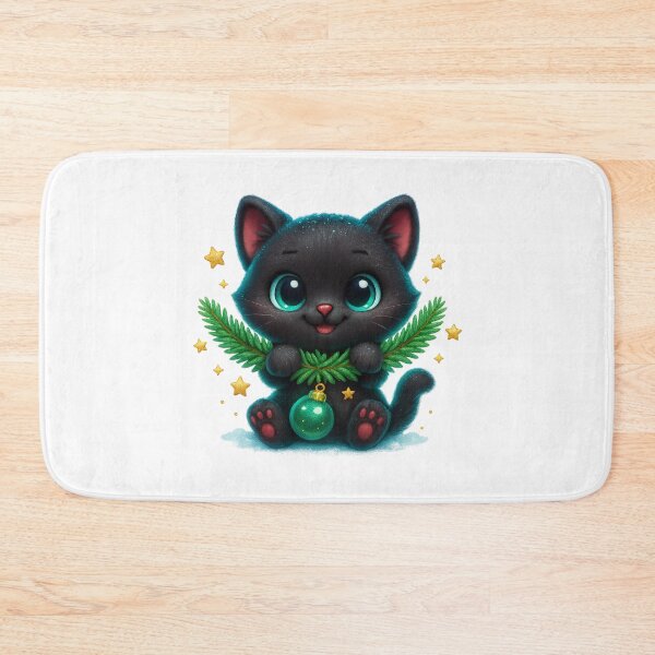 Item preview, Christmas Garland Cat | Kawaii Kitty Carrying Pine Wreath | Cute Festive Holiday Cat designed and sold by PrintCreations9.