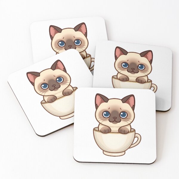 Item preview, Cute Siamese Cat in a Cup Sticker | Cozy Cat Lover Design designed and sold by VINTOR-.
