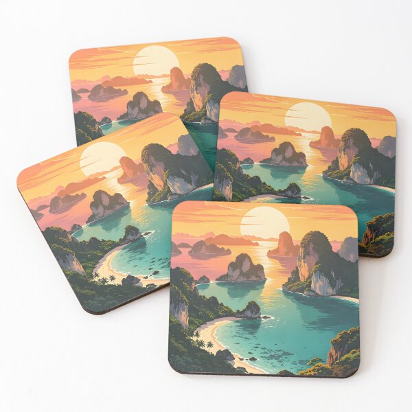 Item preview, Ang Thong Marine Park – Retro Sunset Poster designed and sold by Spirit of Siam.