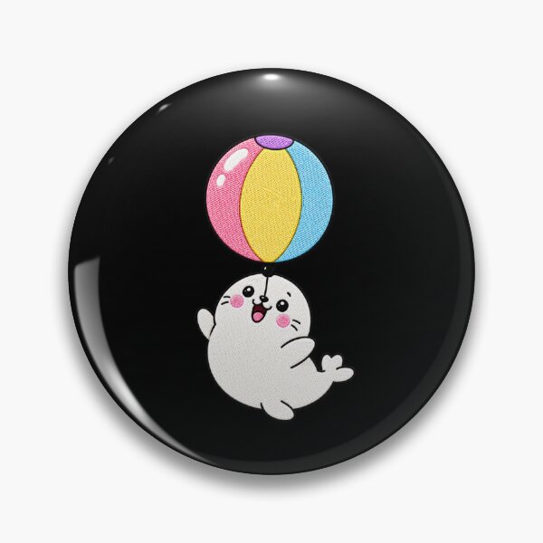 Item preview, Funny Seal Balancing Balloon Kawaii Embroidery Patch designed and sold by ColorSplash123.