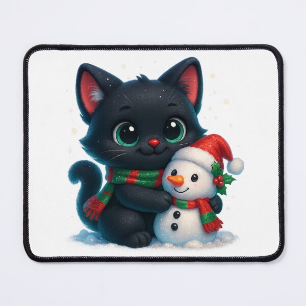 Item preview, Cat Cuddling Snowman | Kawaii Christmas Kitty and Snowman Friend | Cute Winter Cat designed and sold by PrintCreations9.