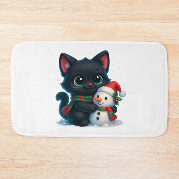 Item preview, Cat Cuddling Snowman | Kawaii Christmas Kitty and Snowman Friend | Cute Winter Cat designed and sold by PrintCreations9.