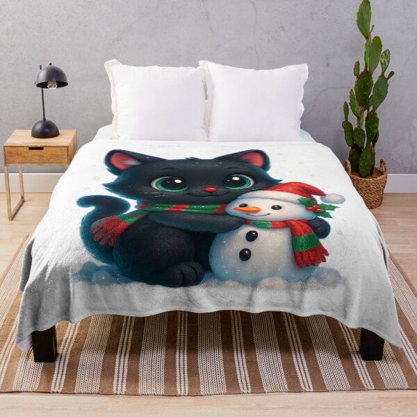 Item preview, Cat Cuddling Snowman | Kawaii Christmas Kitty and Snowman Friend | Cute Winter Cat designed and sold by PrintCreations9.