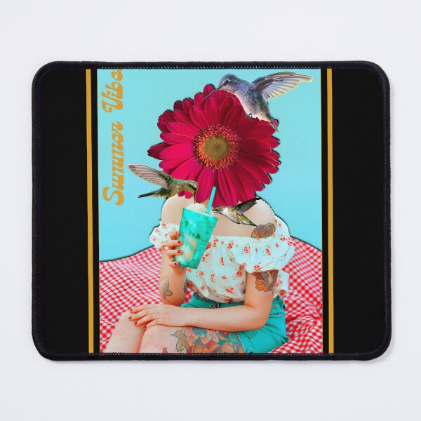 Item preview, Summer Vibes Hummingbird Picnic Girl – Retro Vintage Floral Collage designed and sold by tellia-kallisto.