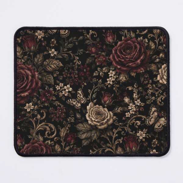 Item preview, Dark Moody Gothic Red Roses Butterflies Baroque Floral Pattern designed and sold by PACS0011.