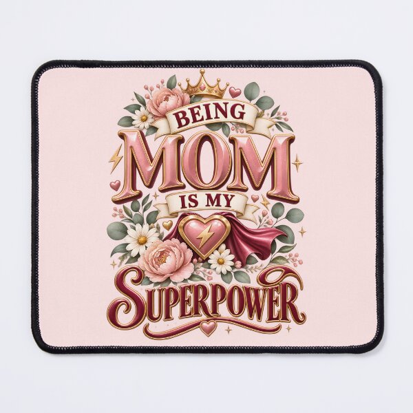 Item preview, Mom Is My Superpower Floral Superhero Emblem designed and sold by Chic_Clip_Craft.