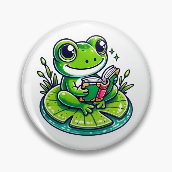 Item preview, Cute Reading Frog – Book Lover Frog on Lily Pad designed and sold by ChicClicker.