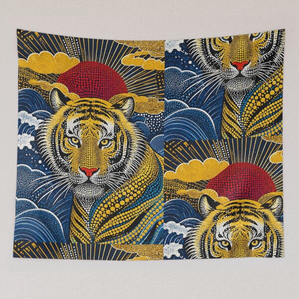 Item preview, Aboriginal Dot Painting Style Japanese Tiger Art Print designed and sold by infinitearte.