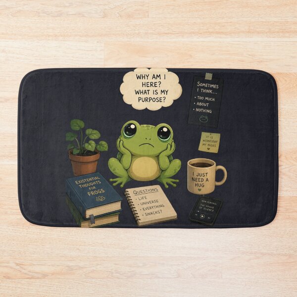 Item preview, Existential Frog – Cute Overthinking Frog designed and sold by ArtBySylvia.