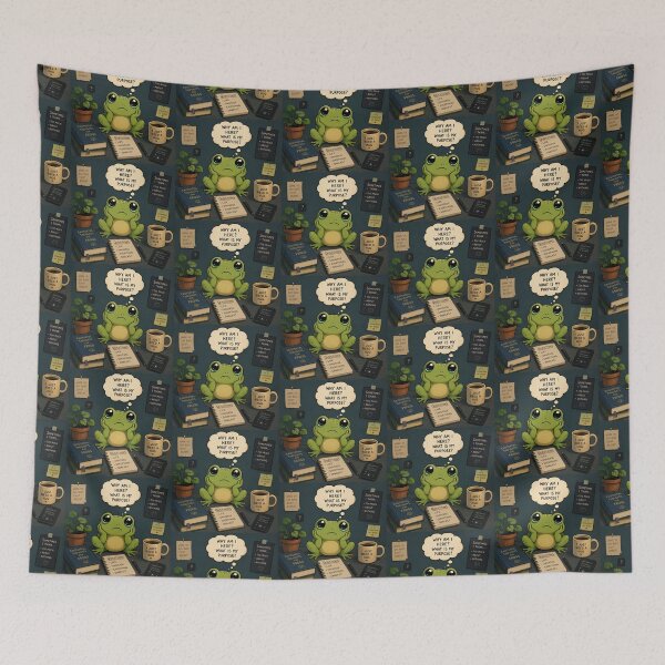 Item preview, Existential Frog – Cute Overthinking Frog designed and sold by ArtBySylvia.