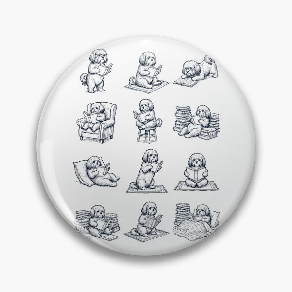 Item preview, Vintage Lhasa Apso Book Reader Reading Dog Lover designed and sold by dian-rody-crest.