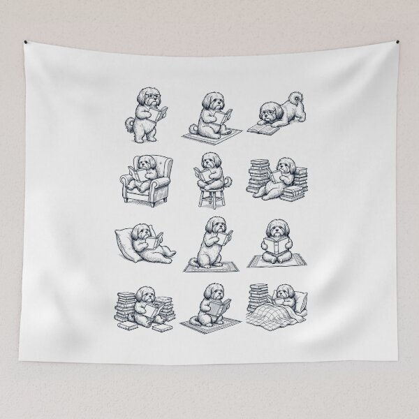 Item preview, Vintage Lhasa Apso Book Reader Reading Dog Lover designed and sold by dian-rody-crest.