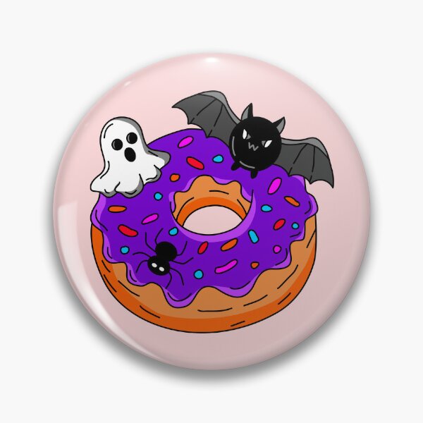 Item preview, Spooky Halloween Bakery Donut with Purple Glaze Ghost Bat and Spider Vector Illustration designed and sold by RS4you.