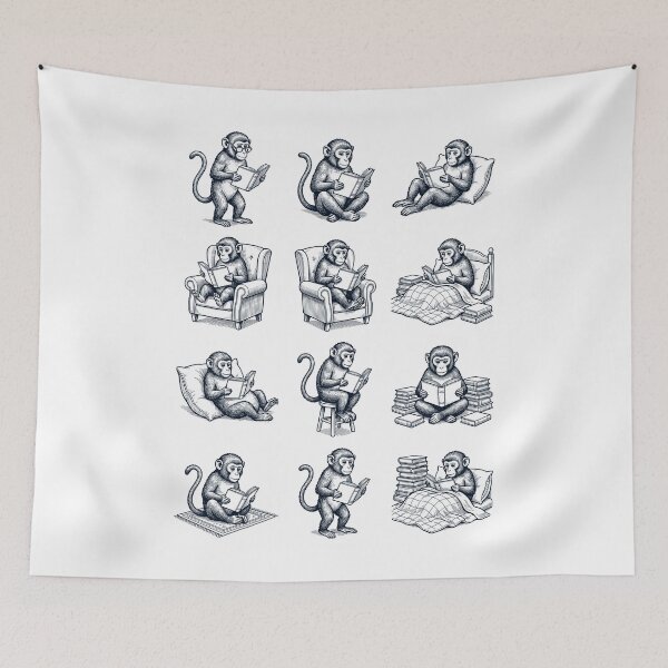 Item preview, Vintage Monkey Book Reader Reading Animal Lover designed and sold by dian-rody-crest.