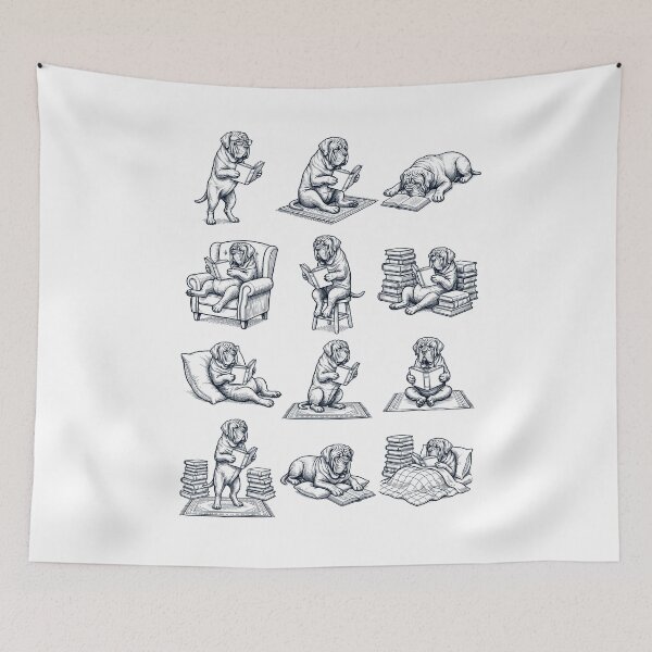 Item preview, Vintage Neapolitan Mastiff Book Reader Reading Dog Lover designed and sold by dian-rody-crest.