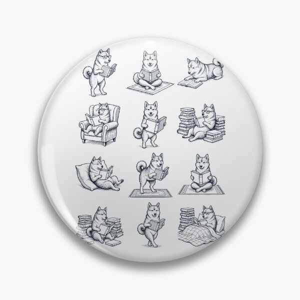 Item preview, Vintage Norwegian Buhund Book Reader Reading Dog Lover designed and sold by dian-rody-crest.