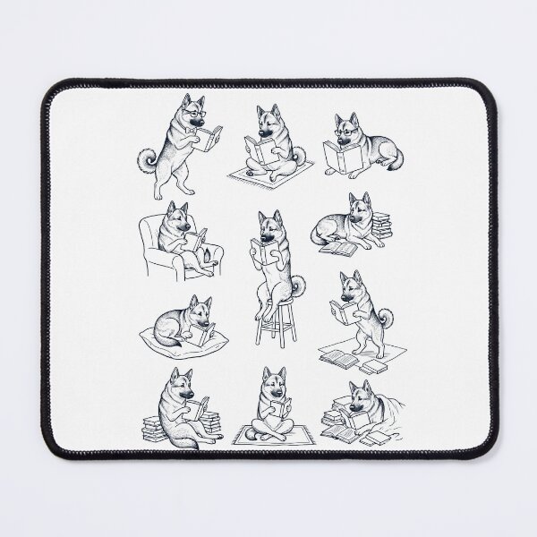 Item preview, Vintage Norwegian Elkhound Book Reader Reading Dog Lover designed and sold by dian-rody-crest.