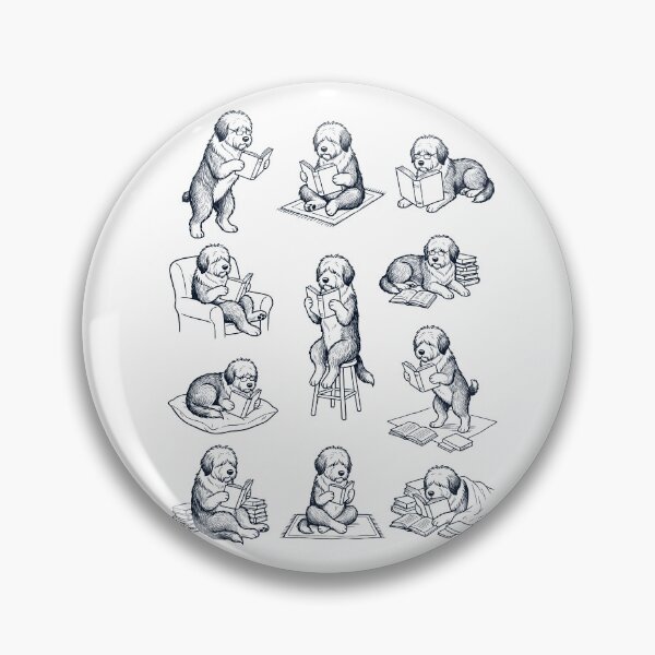 Item preview, Vintage Old English Sheepdog Book Reader Reading Dog Lover designed and sold by dian-rody-crest.