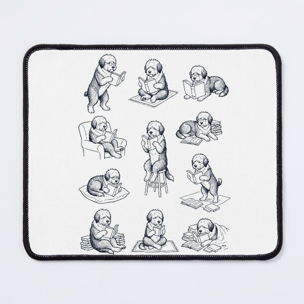 Item preview, Vintage Old English Sheepdog Book Reader Reading Dog Lover designed and sold by dian-rody-crest.