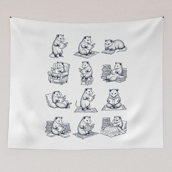 Item preview, Vintage Opossum Book Reader Reading Animal Lover designed and sold by dian-rody-crest.