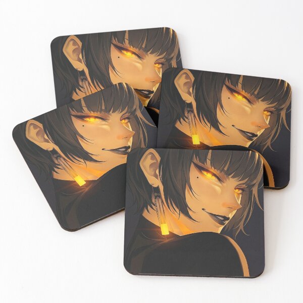Item preview, Fiery Gaze Anime Girl with Glowing Eyes and Earrings designed and sold by abanoubnabil.