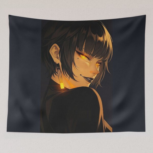 Item preview, Fiery Gaze Anime Girl with Glowing Eyes and Earrings designed and sold by abanoubnabil.